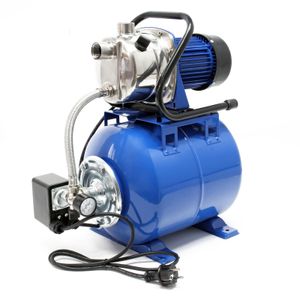 Wiltec Hauswasserwerk 1200W 3400l/h Hauswasserautomat mit Druckschalter und Membrankessel 19l Druckkessel Gartenpumpe Wasserpumpe Brauchwasserpumpe Regenwasserpumpe