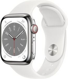 Apple Watch Series 8 GPS+Cellular 45mm Aluminium silver mit Sportarmband white - Retouren Produkt -