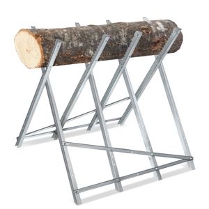 XMTECH Sägebock verzinkt mit Haltegriffen und Zahnung klappbar Holzschneidebock Sägehilfe Kettensägebock Holzschneidebock Tragkraft 150 kg
