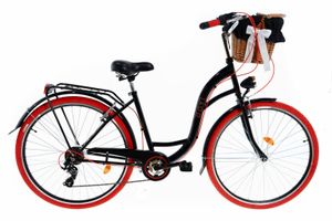 Davi Emma dámsky bicykel, 160-185 cm vysoký, 28", Prehadzovačka Shimano 7 spd, Čierna/červená