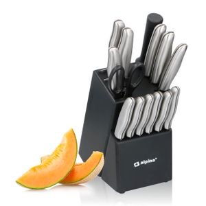 alpina® 15-dielna súprava nožov v bloku na nože, Súprava nožov z nehrdzavejúcej ocele, Všestranné použitie