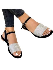 Damen Flache Sandale Komfort Kleid Sandalen Ankle Strap Sommer Casual Schuhe Silber,Größe:EU 36.5