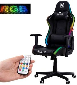 ELITE Gaming Stuhl DESTINY Gamer Bürostuhl Racing Chair bis 170kg - auch als RGB - Schreibtischstuhl Chefsessel Sessel Drehstuhl Chair Gamingstuhl Gaming-Stuhl (RGB - Schwarz)