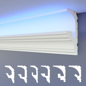 HEXIMO LED Stuckleisten 2in1, indirekte Beleuchtung Deckenleisten XPS Styropor Lichtleisten Beleuchtung Styropor Deckenleisten (30,6 Meter HLED 6)
