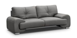 3-Sitzer Sofa MAXIME LUX mit bequemer Sitz, Dreisitzer mit Wellenfedern, Sofa aus Kunstleder im modernes Design (Stoff vega 88 - grau)