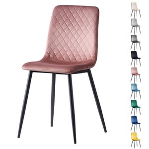 Esszimmerstühle LEXI im 4er Set, mit Samtbezug & Metallbeinen, Designerstuhl, Farbe: Puder Rosa