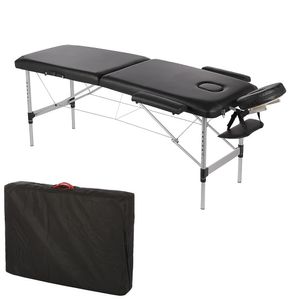 Mucola Massageliege 2 Zonen Massagebank klappbar Kosmetikliege Massagetisch mobile Therapieliege Aluminiumgestell - Schwarz