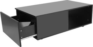 Couchtisch Hochglanz Rechteckig Tee Beistelltisch mit Rädern für Wohnzimmer MöbelSchwarz