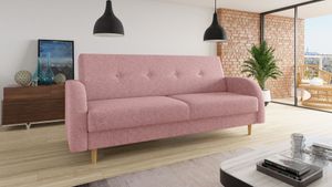 Schlafsofa Kelso - Sofa mit Bettkasten und Schlaffunktion, Bettsofa, Schlafcouch mit Holzfüße (Pink (Twist 16))