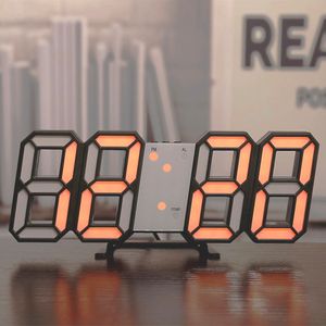 ["3D LED Digital Uhr wand deco Glowing Nacht Modus Einstellbare Elektronische Tisch Uhr Wanduhr dekoration wohnzimmer LED Uhr, Schwarzer Rahmen mit orangefarbenen Buchstaben"],