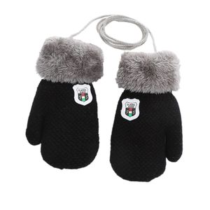 Kinder Handschuhe, 1-4 Jahre Kleinkind Winter handschuhe, Doppel Baby Dicke Jungen Mädchen Winter Strickhandschuhe Warm(Schwarz)