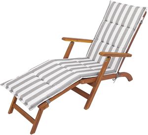 Auflagen für Deckchair, Liegenauflage, Gartenliege Auflage, Polsterauflage für Sonnenliege, Relaxliege, Produktabmessung: 182x42x4 cm, Grau mit weißen Streifen