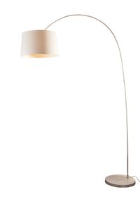 SalesFever Bogenlampe 205 cm | Ø Lampenschirm 40 cm | echter Marmorfuß | B 135 x T 36 x H 205 cm | weiß
