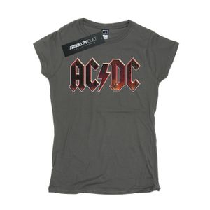 AC/DC - "Raw Distressed Logo" T-Shirt für Damen BI4234 (XXL) (Holzkohle)