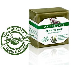 OLIVALOE 00196 - Handgemachte traditionelle Olivenölseife 200g für Gesicht/Körper von Kreta