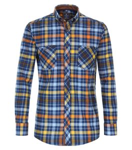 Redmond - Comfort Fit - Herren Flanell Hemd in verschiedenen Farben kariert (232145111), Größe:5XL, Farbe:Orange (210)
