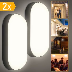 VINGO 2x LED Feuchtraumleuchte Deckenleuchten Feuchtraumlampe 18W Ovalleuchte Kellerleuchte Badlampe Wannenleuchte