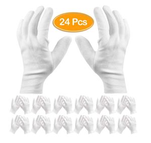 Für trockene Hände und Ekzeme, Jewelry Check 24 Pack weiße Baumwollhandschuhe Arbeitshandschuhe Kosmetik feuchtigkeitsspendende Handschuhe
