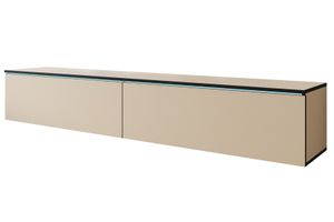 Minio, TV-Schrank, TV-Lowboard "Donna" 180 cm, stehend, hängend, LED, Congo / Rand - Schwarz Graphite Farbe