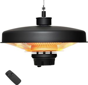 GOPLUS Deckenheizstrahler, Infrarotstrahler Terrasse mit Elektroheizung 2000W, Elektrischer Heizstrahler mit Fernbedienung, Überhitzungsschutz, Terrassenstrahler für Garten, Balkon, Schwarz