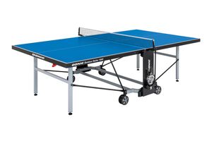 Donic Outdoor-Tischtennisplatte Roller 1000, blau ,wetterfest, klappbar, inkl. Tischtennisnetz ,Tischtennisschlägerhalterung, Tischtennis
