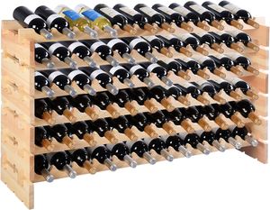 KOMFOTTEU Weinregal für 72 Flaschen, Flaschenständer stapelbar erweiterbar, Flaschenregal aus Holz, Weinflaschenhalter freistehend, Weinständer für Küche, Bar, Keller