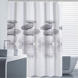 Duschvorhang 200x200 Textil Grau Pebble Schimmelresistenter und Wasserabweisend Shower Curtain  (200*200cm)