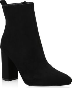 VAN HILL Klassische Damen Stiefeletten Leicht Gefütterte High Heel Boots 824139, Farbe: Schwarz, Größe: 39
