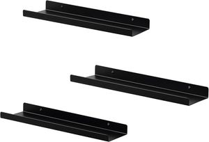 EUGAD Wandregal 3er Set, aus Metall, schwebendes Regal, Schwarz, 43x3x9,9 cm