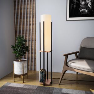 Opviq, Shelf Lamp - 8127, Stehlampen, Schwarz, Metall, 25 x 25 x 130 cm