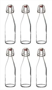 6x Glasflaschen mit Porzellan-Bügelverschluss 500 ml - Draht-Bügelflasche zum Ansetzen von Ölen