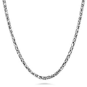 Königskette Rund 4mm Oxidiert Massiv 925 Sterling Silber Halskette Damen Herren 50 cm