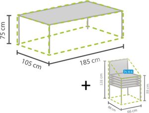 Schutzhüllen Set für Gartentisch max. 180cm + 4-6 Stühle, Abdeckung Gartenmöbel