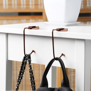 kwmobile 2x Tisch Handtaschenhalter Haken - Antirutsch Taschenhaken Halterung Handtaschen - Taschenaufhänger Halter in Rosegold