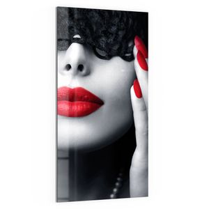 DEQORI Magnettafel Glas 50x100 cm 'Maskierte Schönheit' beschreibbar Whiteboard