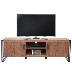 TV stolík HWC-A27, TV stolík nízka komoda, 3D štruktúra kov 45x140x40cm ~ vzhľad divokého duba