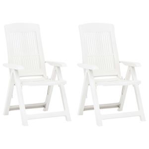 vidaXL Nastaviteľné záhradné stoličky 2 ks Plastové biele