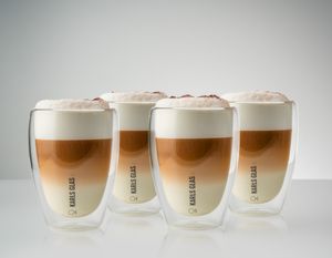 Doppelwandige Gläser Latte Macchiato 4 Stück 350 ml Kaffee Thermogläser Cappuccino Tassen Teegläser doppelwandig | 12,00 cm x 8,50 cm