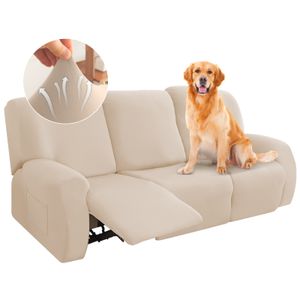 8-teilige Sofaschutz Hund Sesselschoner Sesselbezug für Relaxsessel Stretch Sessel überzug Sesselhussen Hussen für Stühle mit Armlehnen, 3-Sitzer
