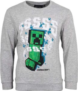 Minecraft Gamer Creeper Kinder Jungen Pulli Pullover Sweater – Grau / 128