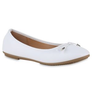 VAN HILL Damen Klassische Ballerinas Schleifen Elegante Schuhe 841009, Farbe: Weiß, Größe: 38