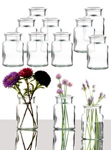 BigDean 12er Set Blumenvase – Tischvase Glasvase für Blumen und Trockenblumen – Kerzenhalter Dekovas