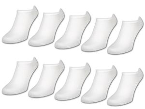 10 bis 50 Paar Comfort Sneaker Socken Damen & Herren Schwarz & Weiß Baumwolle - 10 Paar weiß 36-42