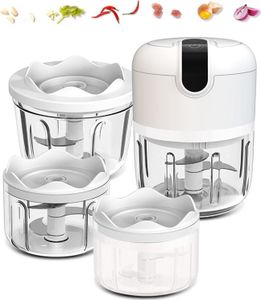 Zwiebelhacker, Food Chopper, (100+250+350ML) Weiß 3 Pcs Cordless Mini Food Chopper, kleiner Food Processor für Knoblauch, Nüsse, Fleisch