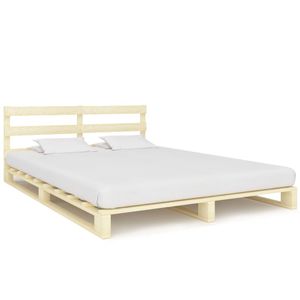 Massivholzbett Duo Holzbett Palettenbett Bett aus Paletten Massivholz Kiefer 200×200 cm|5052