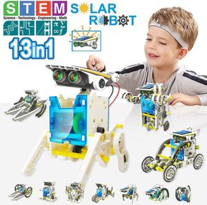 13 in 1 Solar Roboter Bausatz Set Kinder,Spielzeug Konstruktion Bauset, Educational Lernspielzeug mit Solar Wissenschaft Experimentierkasten Science Kit für Kinder über 8 Jahren