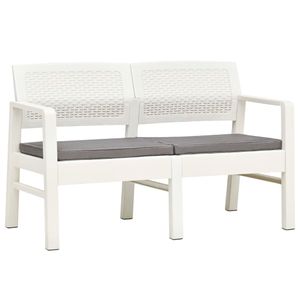 vidaXL Zahradní lavička pro 2 osoby s polštářem Bílá 120 cm Plastová