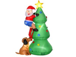 Aufblasbarer Weihnachtsbaum 844-371V90, mit Weihnachtsmann und Hund, LED, selbst aufblasend, 180 cm