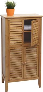 Szafka łazienkowa HWC-B18, komoda z półką, 4 drzwi bambus 100x50x30cm