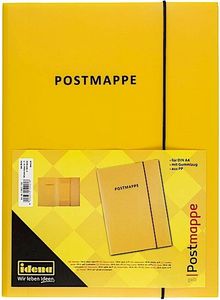 Idena Postmappe - DIN A4, gelb, aus Kunststoff  PP mit Gummizug, 1 Stück, 23,7 x 32,3 cm 10021